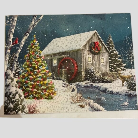 Springbok "The Falling Snow" Festive Christmas Winter Scene Jigsaw Puzzle - Picture 2 of 8
